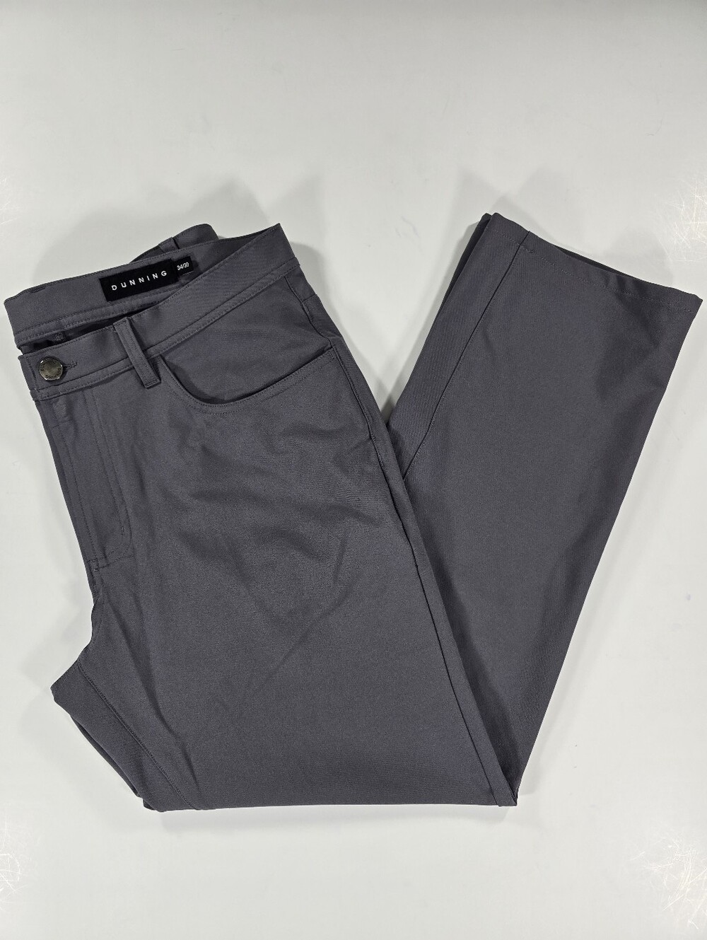 Dunning Golf Pants Performance Stretch 5 Pocket Chino Dark Gray Mens 34X28